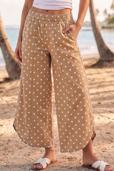 Tulip Hem Pant Camel Polka Dot