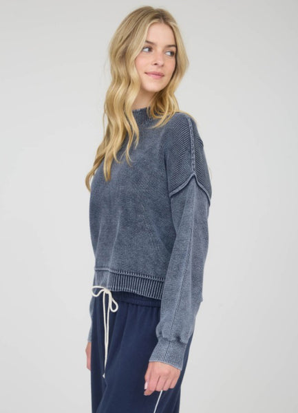 Acid Wash Sweater Pullover Midnight