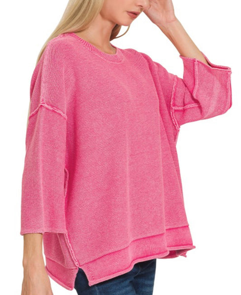Breezy Knit Top Hot Pink