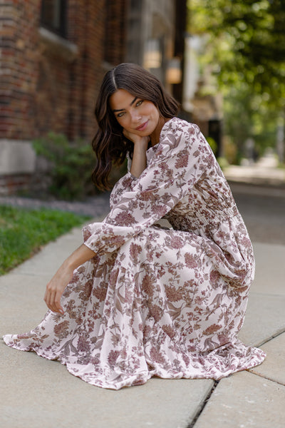 Stevie Cream Floral Maxi Dress