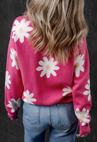 Stella Pink Daisy Crew Neck Sweater