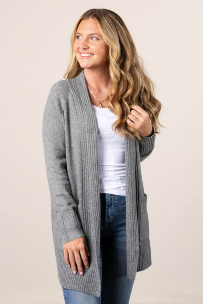 Essential Soft Sweater Cardigan Grey