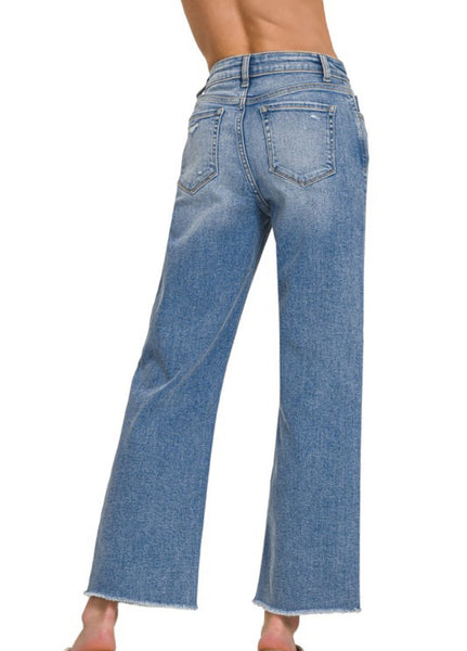 Zenana Lanie Straight Leg Mid Wash Jean