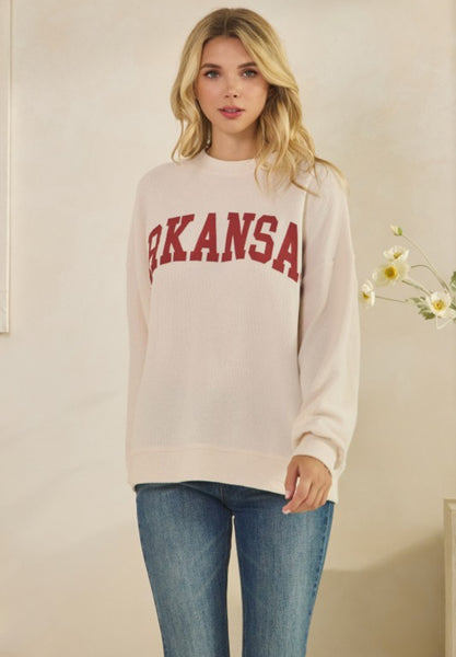 Arkansas Cream Cloud Knit Sweater Top