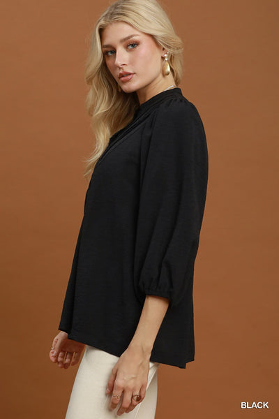 UMGEE Lace Trim Top Black