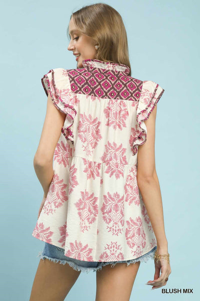 UMGEE Boho Ruffle Top Blush Mix