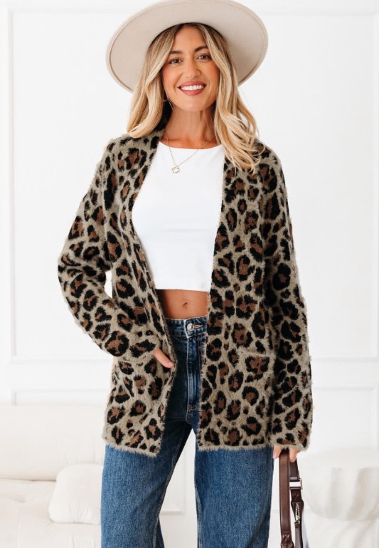 Cristina Leopard Open Front Cardigan