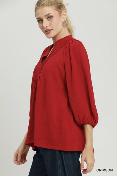 UMGEE Lace Trim Top Crimson