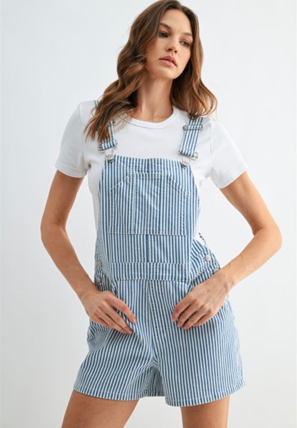 MICA Striped Denim Overall Shorts