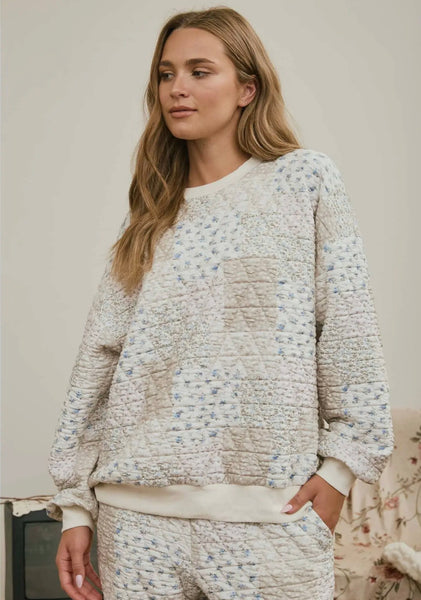 Multi Floral Patchwork Top Cream Mix