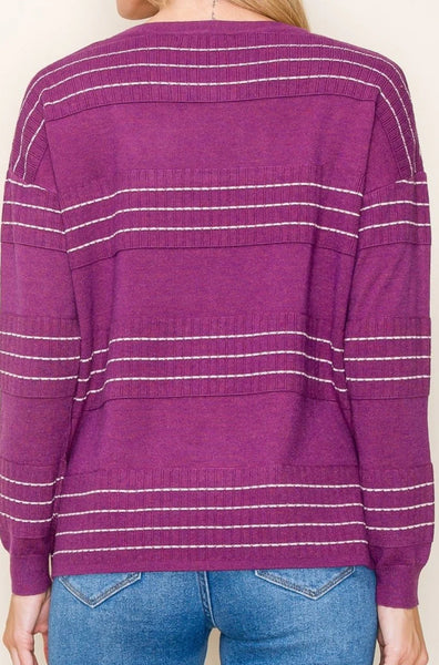 Magenta Triple Stripe Sweater