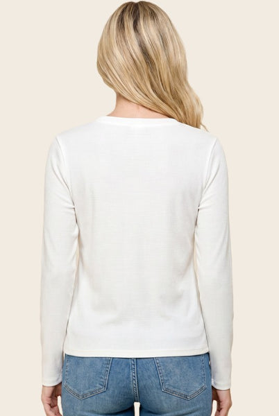 Basic Ribbed Layering Tee Ivory