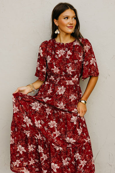 Lauren Wine Floral Maxi Dress