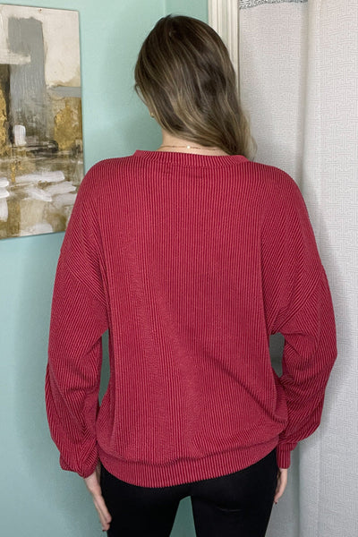 Dark Red Arkansas Corded Top