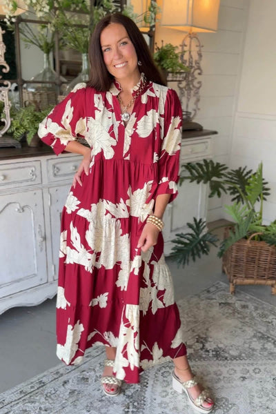 UMGEE Hampton Floral Dress Burgundy Mix