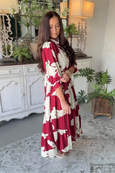 UMGEE Hampton Floral Dress Burgundy Mix