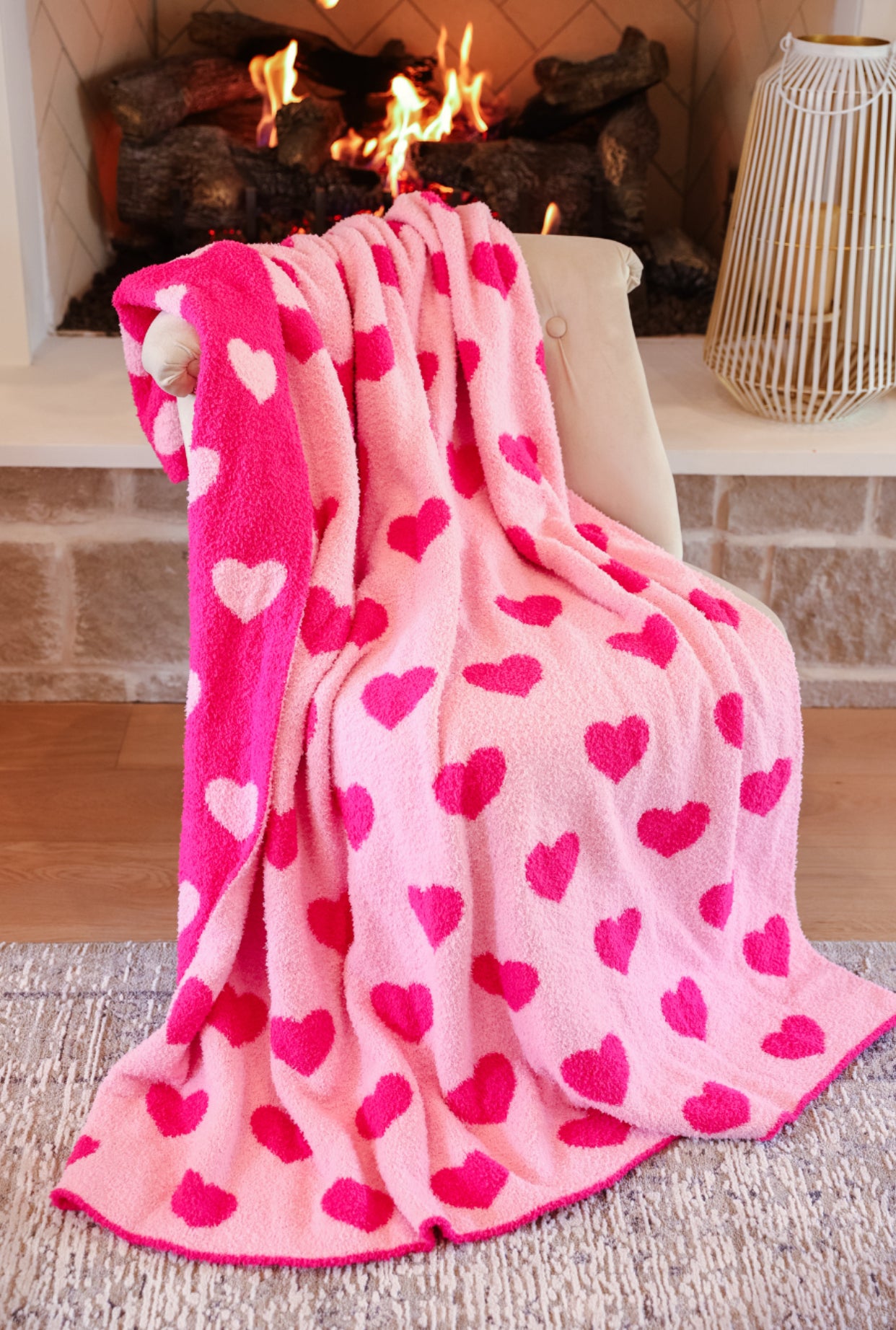 Pink Heart Cozy Blanket