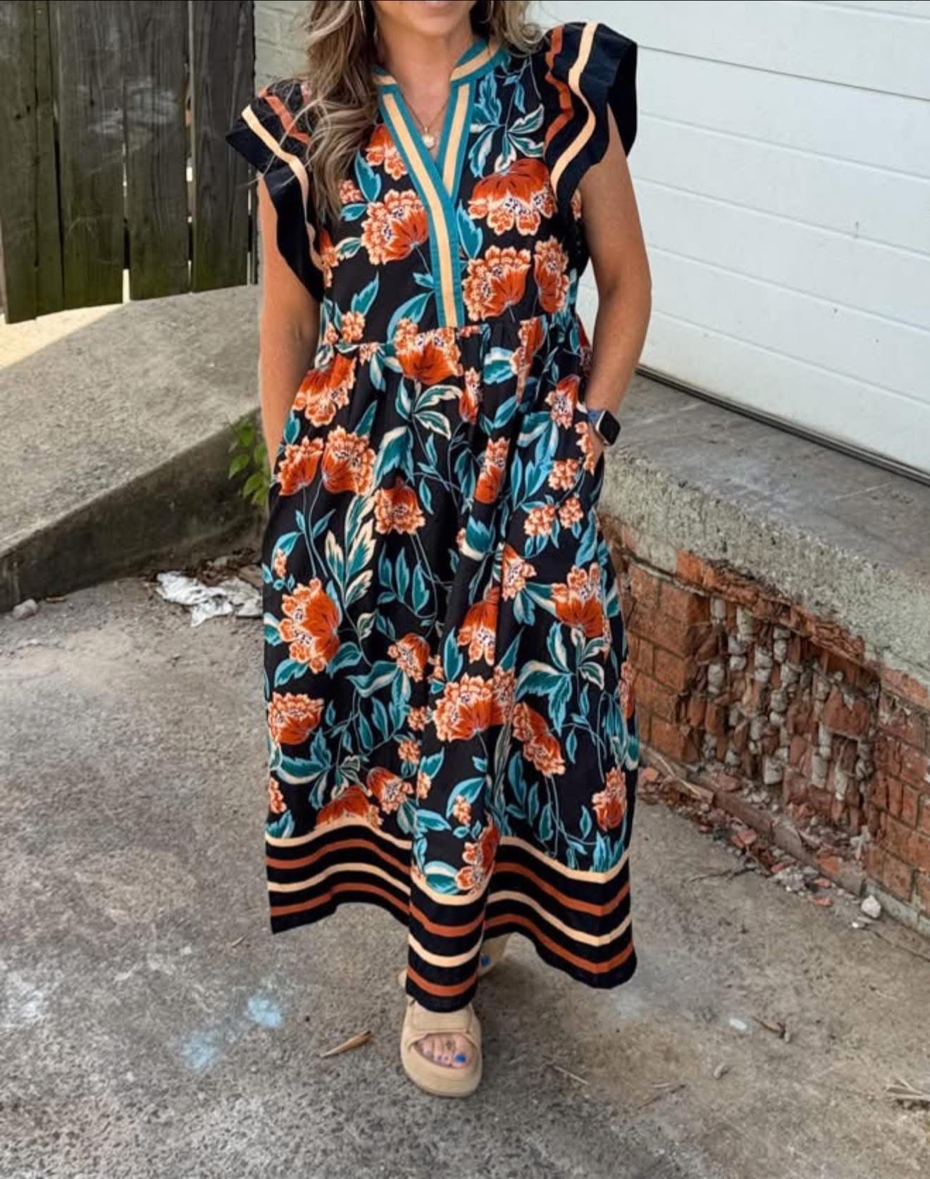 Bold Floral Printed Dress