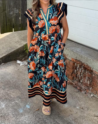 Bold Floral Printed Dress