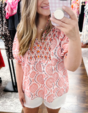 UMGEE Boho Mixed Print Top
