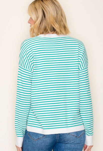 Everyday Relaxed Fit Stripe Sweater Green