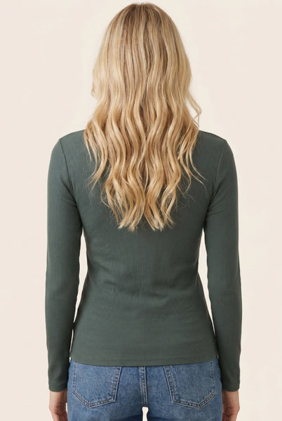 Basic Ribbed Layering Tee Green
