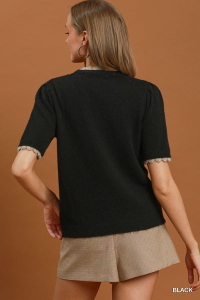 UMGEE Scallop Trim Sweater Black