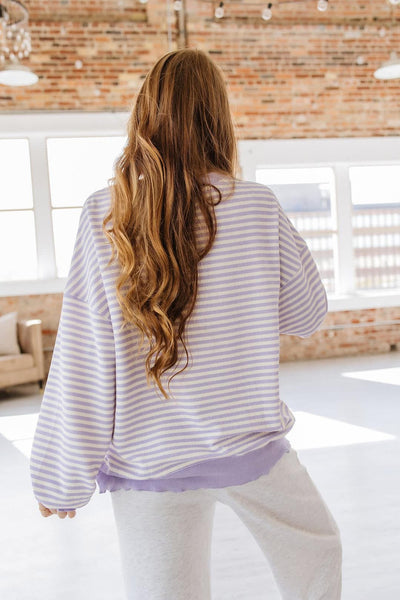 Lavender Stripe Cozy Knit Top