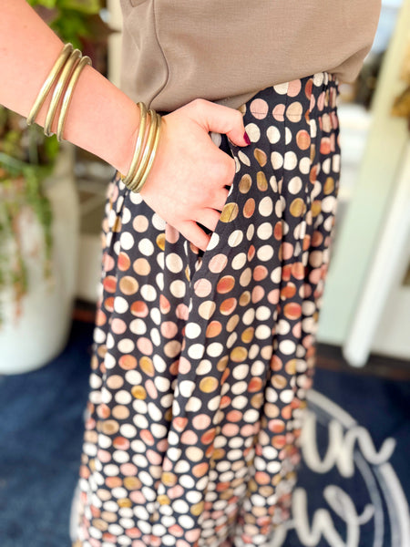 Black Multi Polka Dot Maxi Skirt