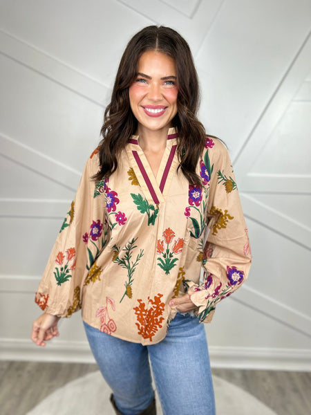 UMGEE Bloom Floral Textured Top