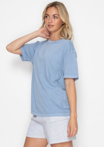 Classic Crew Neck Cotton Tee Blue
