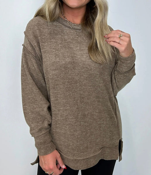 Soft Brushed Solid Sweater Mocha