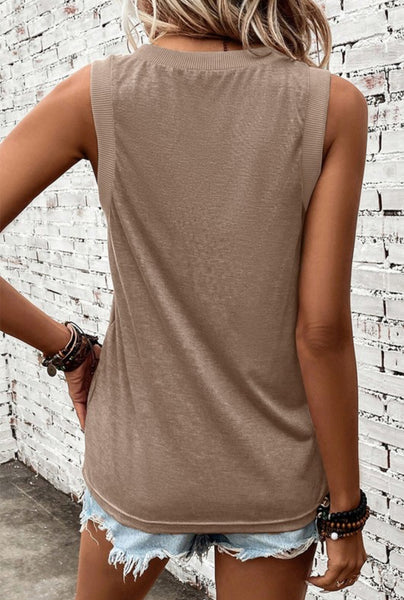 Essential V Neck Tank Taupe