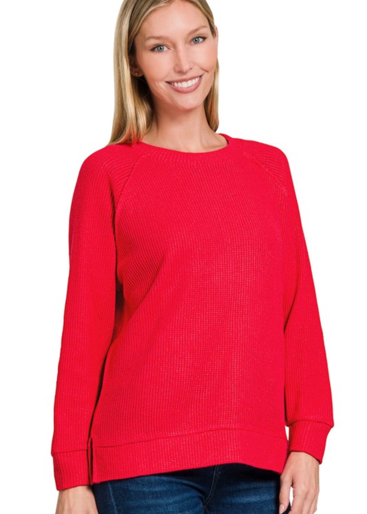 Crew Neck Raglan Sweater Bright Red