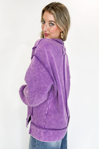 Violet Acid Wash Seam Sweatshirt