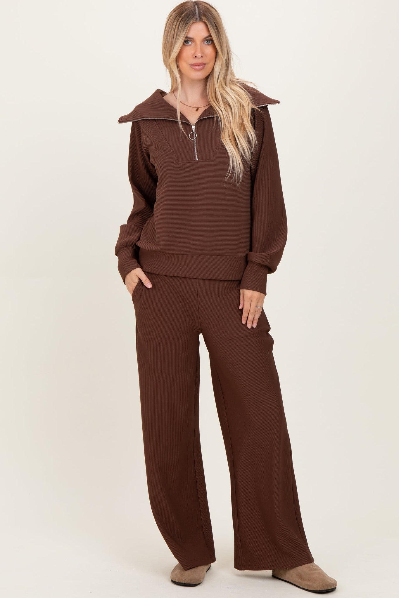 Stay Cozy Ribbed Pullover & Pant SET Cocoa