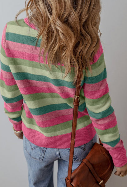 Gretchen Green Pink Stripe Sweater