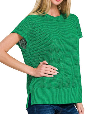 Crew Neck Sweater Vest Kelly Green