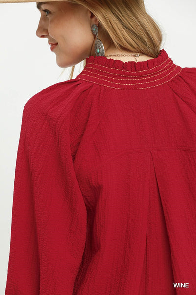 UMGEE Scallop Hem Top Wine