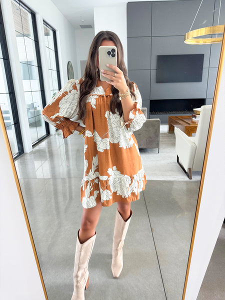 UMGEE Mocha Floral Babydoll Dress