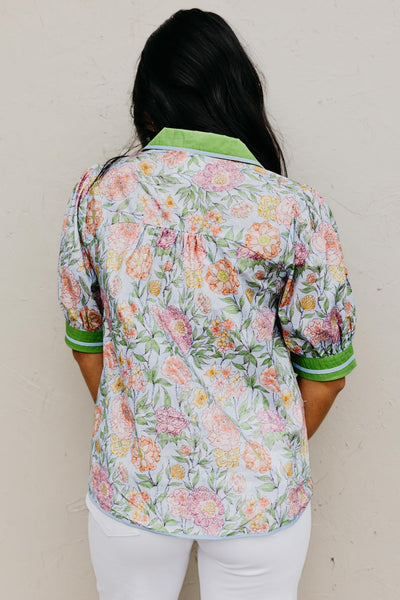 UMGEE Charleston Floral Top Blue Mix