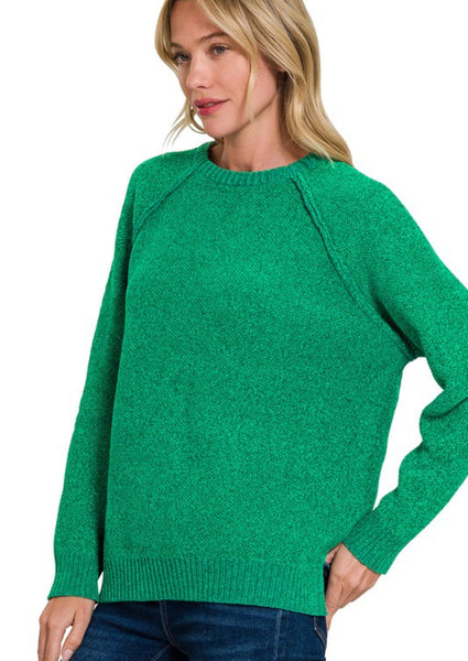 Chenille Raglan Sweater Green