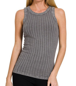 Ribbed Mineral Wash Tank Ash Grey