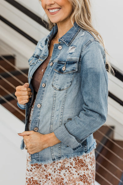 KanCan Distressed Denim Jean Jacket