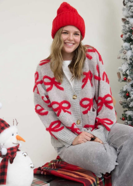 Red Bows Sweater Cardigan