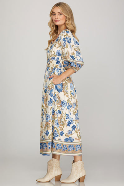 Charlotte Floral Dress Blue Mix