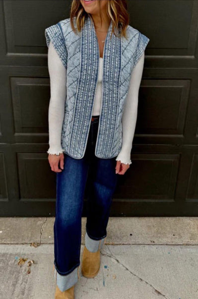 Washed Denim Quilted Vest