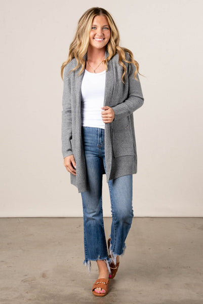 Essential Soft Sweater Cardigan Grey