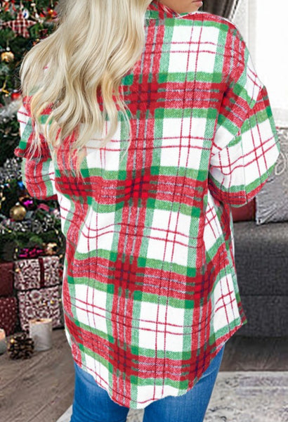 Festive Plaid Button Down Flannel Shirt