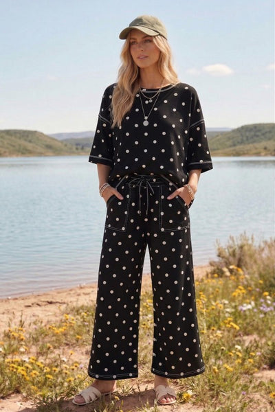 Polka Dot Scuba 2PC Lounge SET Black